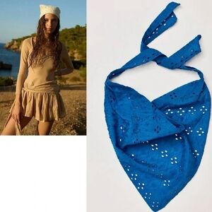NWT: Blue Eyelet Bandana Head Scarf!